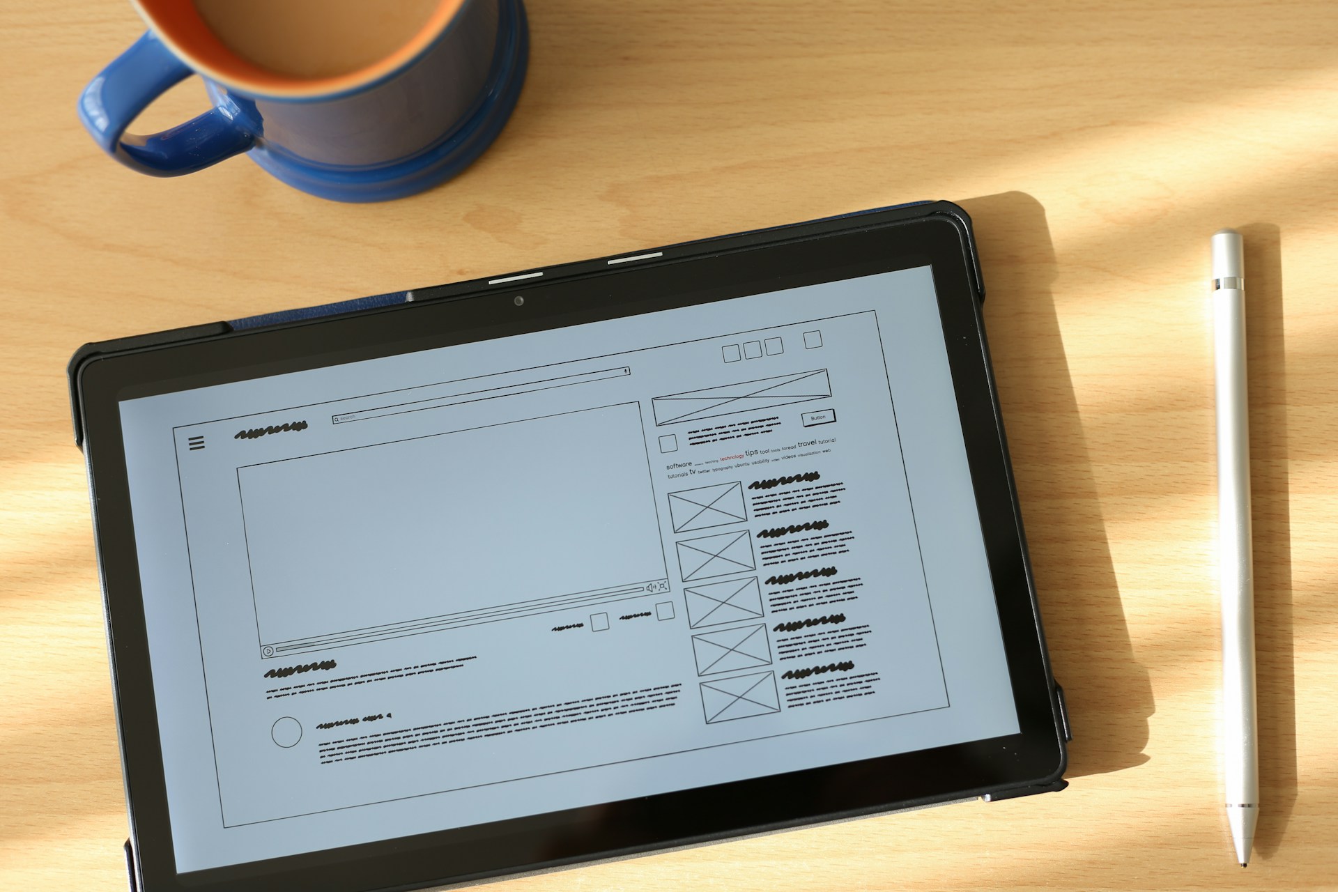 Wireframing on tablet