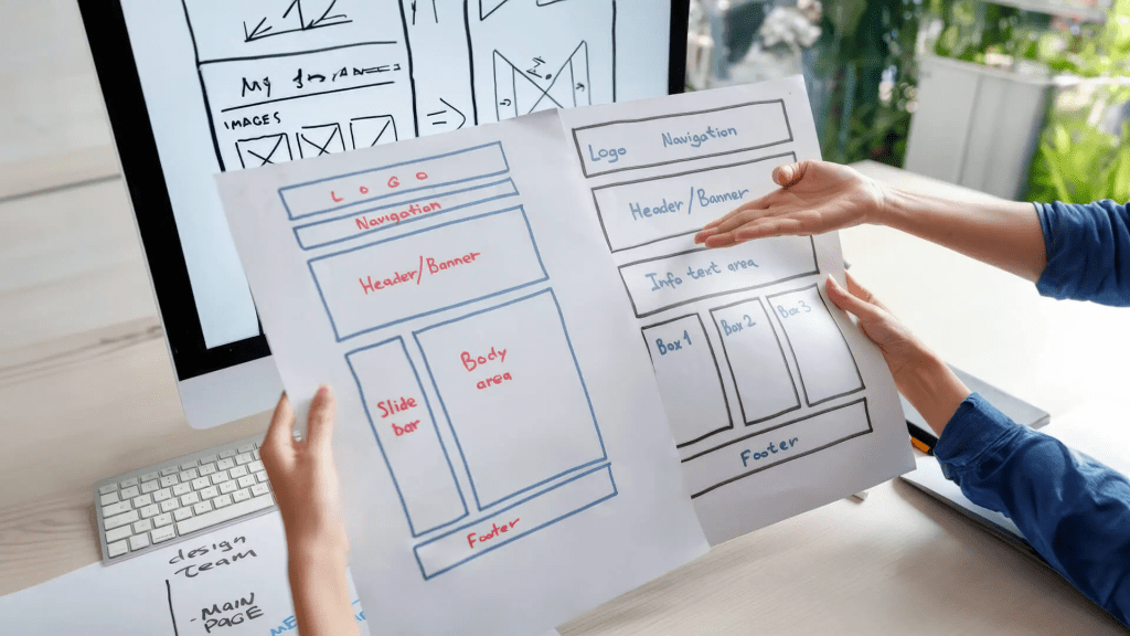 website design on paper