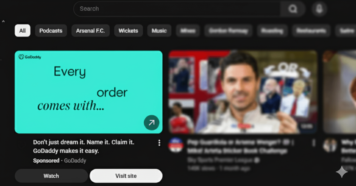 Youtube home with sponsored ad